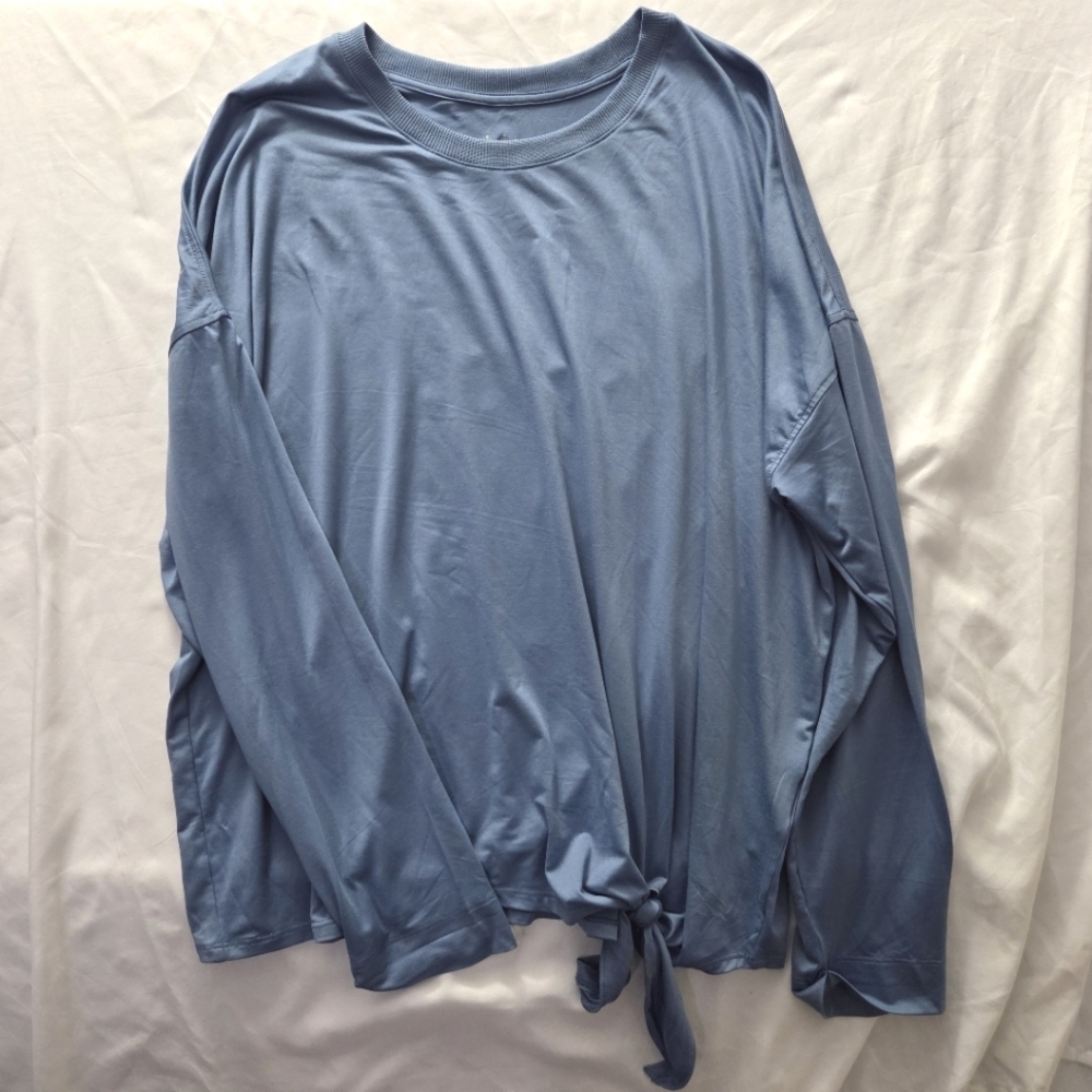 Hyba Blue Tie Front Athleisure Top XXL
